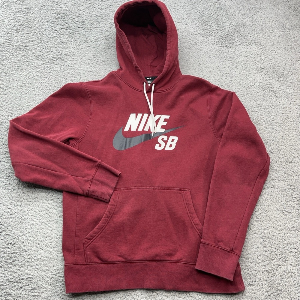 Nike SB‎ Skate Hoodie Mens M Burgundy Icon Skateboarding Sweatshirt Streetwear